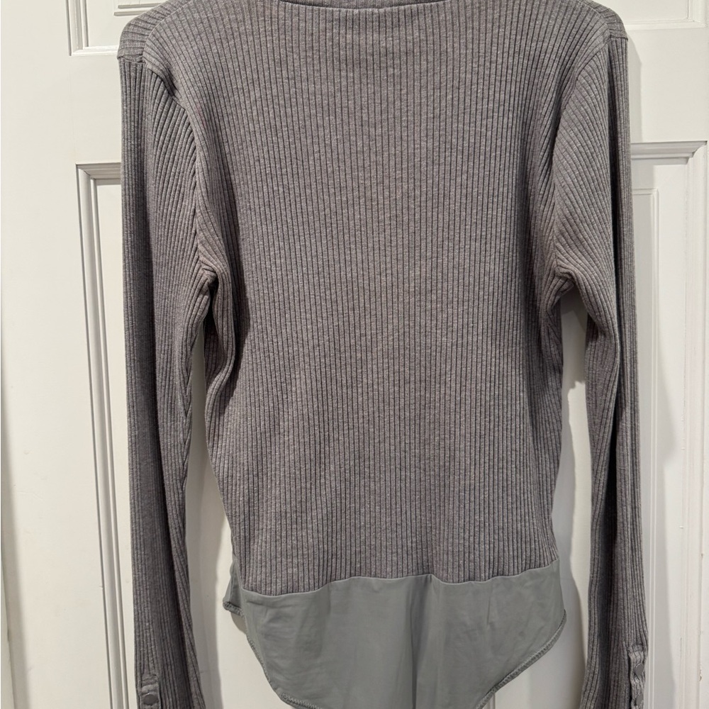 Gray Ribbed Turtleneck Bodysuit - Picture 5 of 6